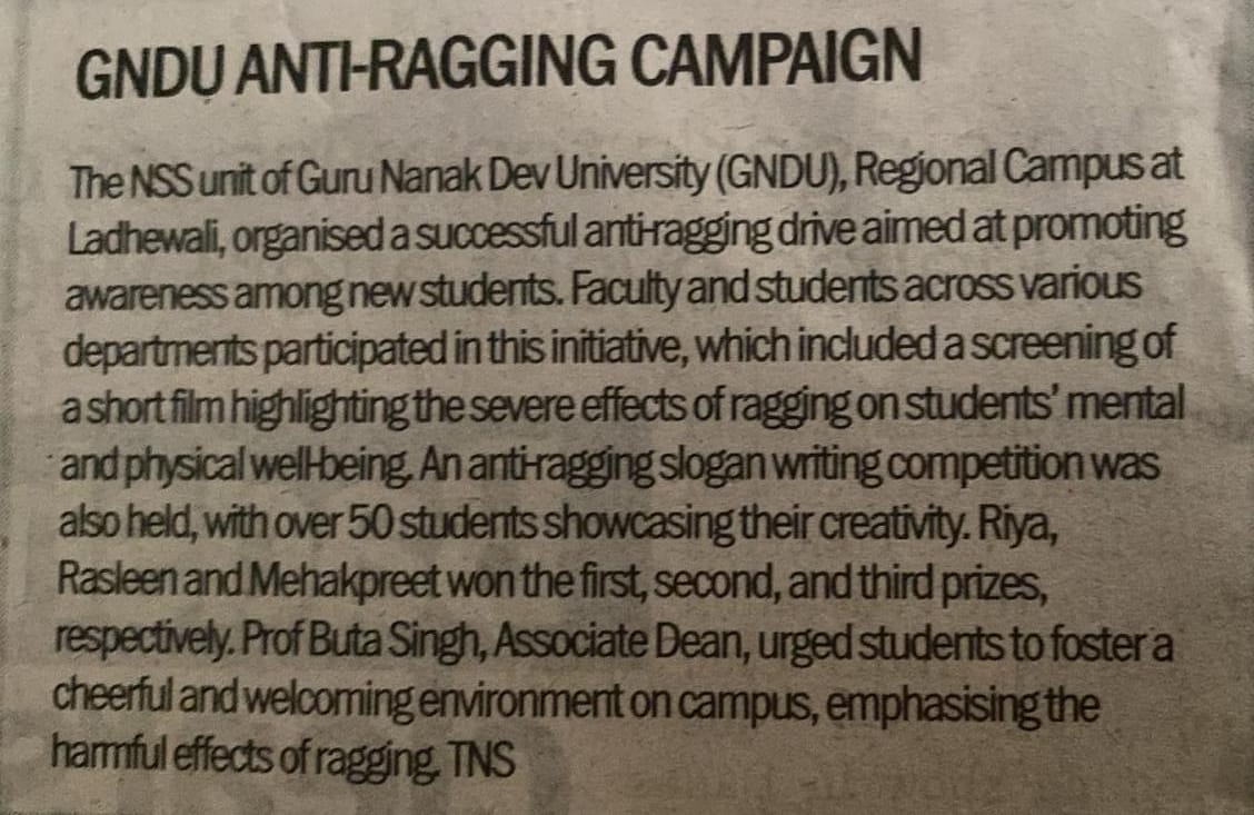Anti Ragging Campaign